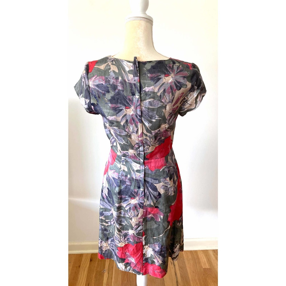 Banana Republic Mad Men Floral Sheath Dress Green Size 4 - Picture 4 of 8